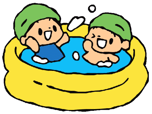 プールで遊ぶ子どもたちイラスト