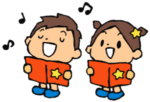 どれみ保育園の12月イメージお歌を歌うイラスト